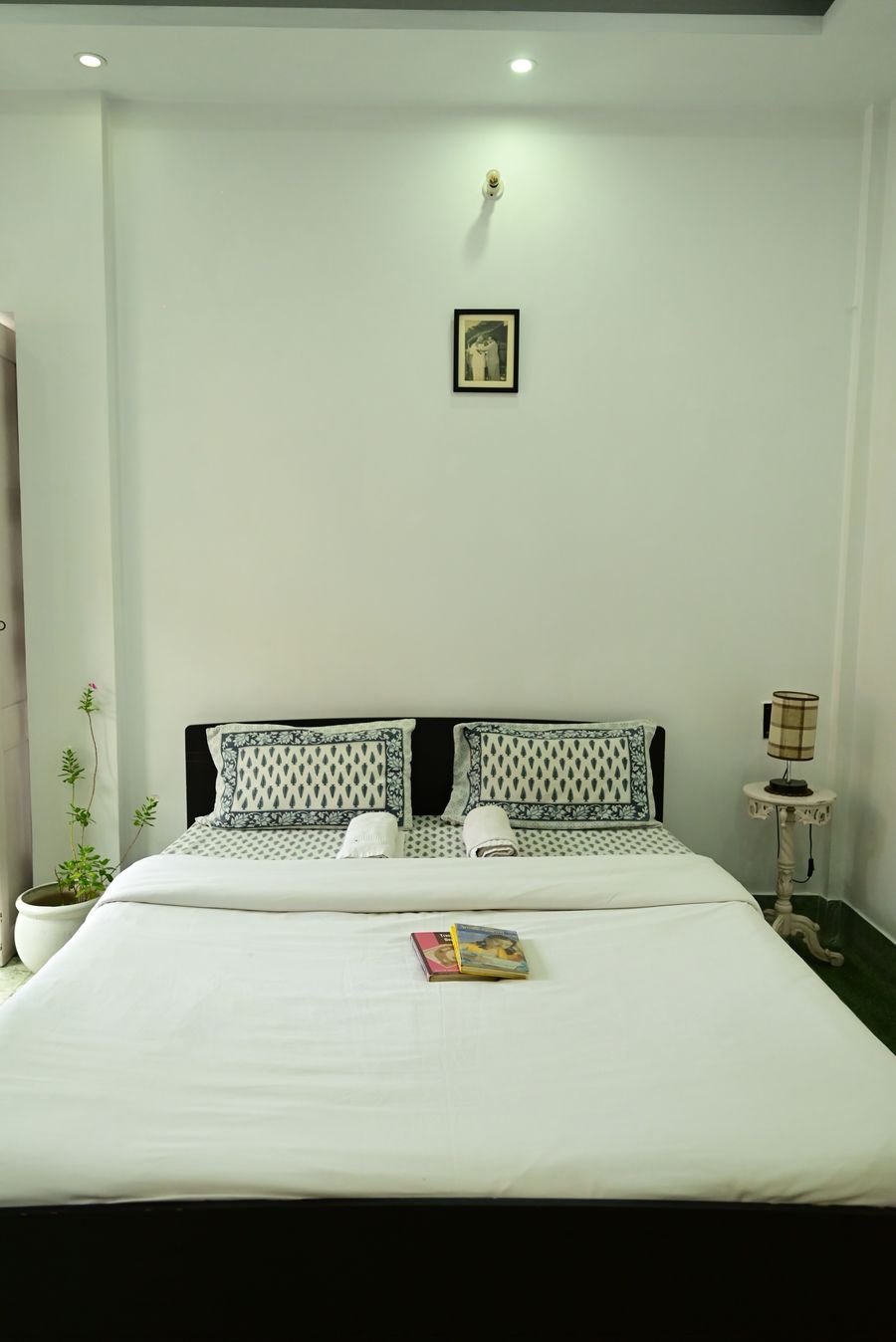 Earthy bedroom with block-print textiles